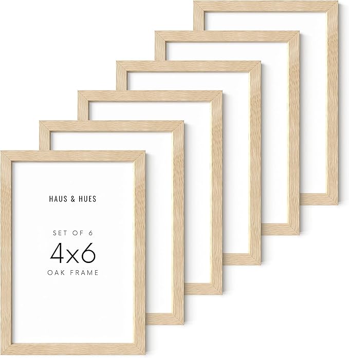 HAUS AND HUES Solid Oak Picture Frame Set - Beige Gallery Wall Frames, Tabletop Frames, Bulk Pack