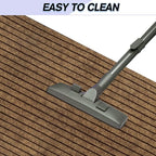 Custom Size Backed Non-Slip Area Rugs Runner, Easy Clean, Waterproof Runner Rugs for Hallway Entryway, Kitchen, Laundry, 3FT x 66FT, Brown Stripe