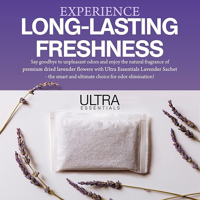 Lavender Sachet for Dryer, Naturally Scented Luggage Sachets, Closet & Drawer Fragrance, Freshens Laundry, Shoes, Gym Bags, Cars & Sweater Storage w/Premium Extra Flowers, Grown in USA (6 Pack)