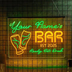 Personalized Beer Pub Bar Signs with Your Name for home wall light up with personalized pub name, man cave accessories, beer themed neon customizable lighted sign