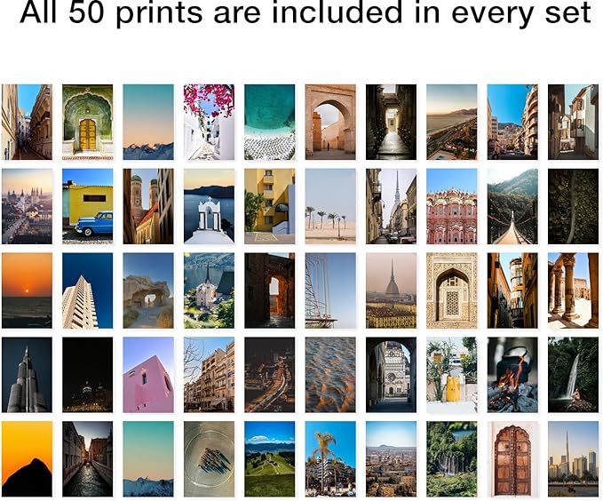 Y2K BOO World Travel Wall Collage Kit - 50pcs Aesthetic Posters for Room Decor, Perfect Dorm and Bedroom Wall Art, Adventure and Travel Collage Kit for Enthusiastic Teen Girls