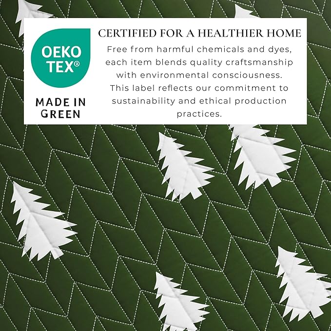 Great Bay Home Twin/Twin XL Reversible Rustic Lodge Olive Bedspread Quilt with Sham - All Season Cabin Coverlet Bedding Set (Includes 1 Quilt, 1 Pillow Sham)