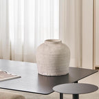 LB2 Large White Ceramic Vase, 11" Tall Zen Style Rustic vase, Terra Cotta Pitcher Vase, Distressed Farmhouse Decor, Pottery Decorative Flower for Home Decor (H 11" X 11")