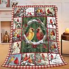 Bird Blanket for Boys Girls Christmas Red Birds Gifts Throw Blanket Cozy Plush Flannel Fleece Blankets for Bed Sofa Decor 60"x80"