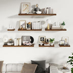 Fun Memories Floating Shelves for Wall - 10" x 10" Wood Shelf with Invisible Bracket - Deep Floating Shelves - 10 Inch Shelf Wall-Mounted for Living Room & Bathroom - Rustic Brown - Set of 2