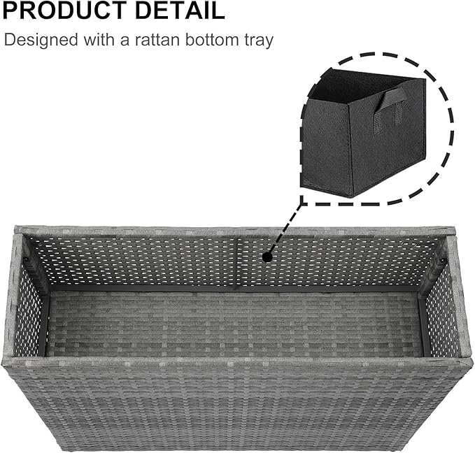 SUNNYPARK Tall Rectangular Planter with Removable Liner, All-Weather PE Rattan Large Modern Planters Indoor Outdoor Flower Plant Pots Garden Box Patio Yard Front Porch Deck