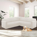 HDCAXKJ Sectional Couch Cover L Shape Stretch Sofa Covers Washable Jacquard Corner Couch Slipcover Non Slip Sectional Slip Cover U Shaped Furniture Protector for Pets Dogs (White, Small)