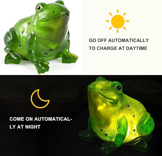 TIJNN Solar Frog Lights Deck Decorative Lighting Statue Lawn Patio Backyard Outdoor Garden Decoration Housewarming Gift