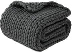 YnM Chunky Throw Blanket, Medium-Weight, Hand Knitted, Skin Friendly, Ventilated and Breathable, Machine Washable, Home Décor Piece for Couch, Sofa and Bed (Charcoal Grey, 60x80 Inch)