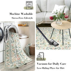 Wonnitar Washable Area Rugs 5x7, Soft Floral Bedroom Area Rug, Washable Carpet 5x7 Non Slip, Boho Flower Print Beige Carpets for Living Room Bedside Dining Room