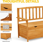 AVAWING Outdoor Storage Bench, Wooden Garden Bench Weatherproof, Patio Benches for Outside, 2-Seat Front Porch Bench, Park Bench for Deck, Lawn, Backyard (Yellow)