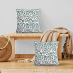 Ridhi Columbia Blue Block Print Cotton Throw Pillow Covers for Decorative Couch Pillows for Living Room, Chic Boho Cute Outdoor Valentine Pillows Covers Gifts 20x20 Inches