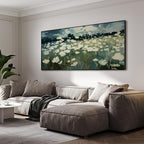 SIGNWIN 36"x72" Extra Large Framed Wall Art White Wildflower Field in Impressionist Style, Soft Floral Landscape for Home Living Room Bedroom Decor (Frame Assembly Required)