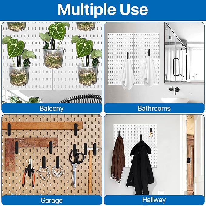 Black Pegboard Clips, 20 Pcs Metal Pegboard Accessories Clips, Pegboard Clips for Hanging Photos, Pegboard Attachment Clips for Kitchen, Bathroom, Living Room, Office