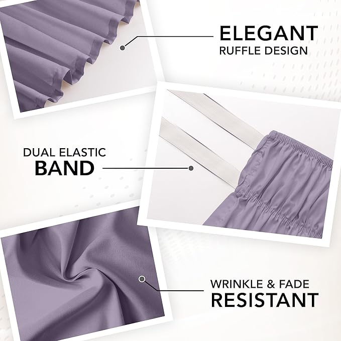 Utopia Bedding Queen Elastic Bed Ruffle - Easy Wrap Around Ruffle - Microfiber Bed Skirt with Adjustable Elastic Belt 16 Inch Tailored Drop - Hotel Quality Bedskirt, Fade Resistant (Queen, Lavender)
