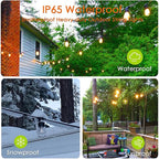 Outdoor String Lights Waterproof 150FT Patio Lights with Shatterproof 2700K Plastic Bulbs String Lights for Outside Bistro Gazebo Pergola Café Market Lights, 3-Pack