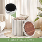 Wimarsbon 18inch Storage Ottoman with Detachable Tray, Mid Century Large Capacity Oversized Ottomans, Multifunctional Small Center End Tables, Suitable for Modern Home Styles (Round)