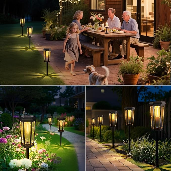 Solar Pathway Lights, Upgraded Solar Bright LED Path Lights, Outdoor Waterproof Garden Landscape Lighting with 2 Lighting Modes & Auto On/Off, for Yard, Landscape, Patio, Lawn, Path, Walkway, Driveway