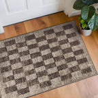 Rugshop Beige Checkered Area Rug – Textured Grid Pattern Carpet for Living Room, Bedroom, or Office – Neutral Contemporary Soft Floor Décor 2' x 3' Beige