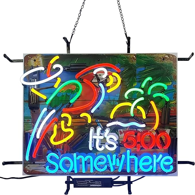 Its 5 O'clock Somewhere Neon Signs Beer Bedroom Sign Glass Neon Signs for Pub Hotel Man Cave Birthday Party Neon Light Art Wall Lights 24 X 20 Inches