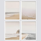 SIGNWIN Framed White Minimalist Ocean Beach Seashore Scenic Wall Art, Set of 4 Landscape Colorful Wall Decor Prints, Nature Wilderness Wall Décor for Living Room, Bedroom - 8"x10" White