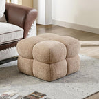ONEVOG 21" Light Brown Funky Ottoman, Square Fuzzy Couch Sherpa Pouf Ottoman, Tufted Fluffy Boucle Fabric Foot Stools, Upholsered Footrest & Coffee Table for Living Room Bedroom, Cute Pouf Home Decor