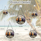 Stained Glass Window Hanging - 5 Cats on a Branch Suncatcher for Window Doors Home Decoration and Christmas, Mother's Day Father's Day Birthday Gifts for Women, Men, and Mom 14.9x14.9 in