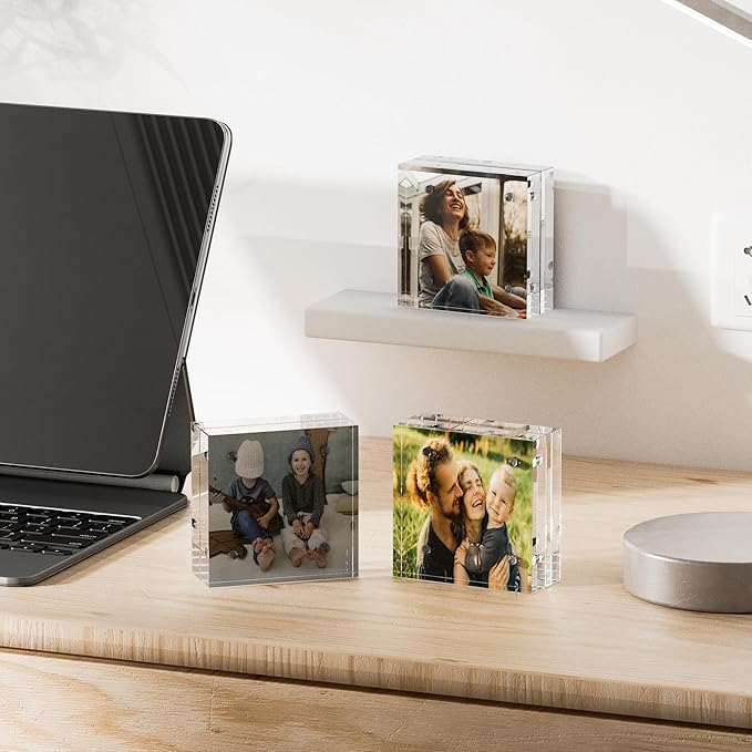 Acrylic Mini Frames 2x2, 3 Pack, Small Frame 2x2 for Tickets, Clear Picture Frame Small Tips Holder