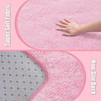 Ultra Soft Fluffy Area Rugs for Bedroom Living Room 10x14, Nursery Rug, Non-Slip Carpet for Kids Dorms Decor, Shaggy Bedside Rug, Pink