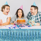 3P Light Blue Foil Fringe Metallic Tassel Streamers Banner Tassel Garland for Parade Floats, Bachelorette, Wedding, Birthday, Halloween, Christmas, Bridal/Baby Shower Party Decorations