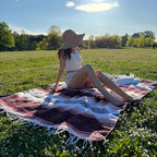 Traditional Handwoven Mexican Blanket, Large Falsa Serape - Soft & Durable Yoga Blanket - Vibrant Beach, Picnic & Camping Blanket - Lightweight Boho Throw 70"x50"