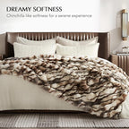 EVERGRACE Ultra Soft Luxury Fluffy Ridgeline Faux Rabbit Fur Throw Blanket, Thick Warm Bubble Throw for Bed, Cozy Plush Reversible Blankets for Couch, Chair, Sofa, Beige & Gray, 60x80 Inches, 870 GSM