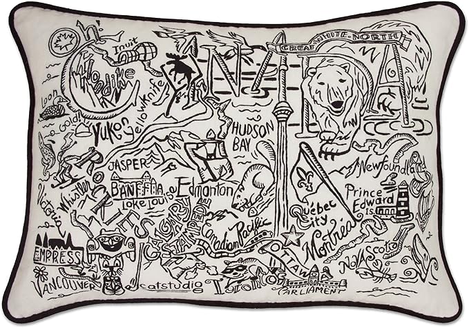 Catstudio Canada Hand-Guided Machine Embroidered Decorative Throw Pillow