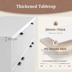 Fluted Sideboard Buffet Cabinet with Storage Drawers, 55" Large Accent Storage Cabinet with Doors and Adjustable Shelf, Modern Farmhouse Credenza for Entryway, Kitchen, Living Room - White