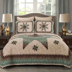 Donna Sharp Contemporary Polyester Quilt Set - Sea Breeze Star - 2-Piece Twin Size Quilt Set, Includes Quilt, and Pillow Sham Perfect for Coastal and Souhtwest Decor