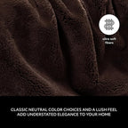 Mon Chateau Luxury Ultimate Plush Faux Fur Throw with 6cm Foldover for Couch, Sofa, or Bed - Plush Ultra Soft Blanket for Sleeping or Home Décor, 60" x 70" (Foldover Brown)