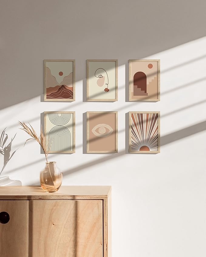 HAUS AND HUES Picture Frame, 5x7 inches, Beige Oak, Set of 6, Natural Wood Picture Frames for Wall Collage