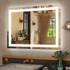 GLSLAND LED Bathroom Mirror - 26"x38" Anti-Fog Lighted Wall Mirrors with Memory Function, Dimmable, Frontlit & Backlit, Horizontally/Vertically, Tempered Glass