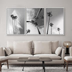 SIGNWIN 3 Piece Framed Canvas Wall Art Black and White Palm Tree Canvas Prints Home Artwork Decoration for Living Room,Bedroom - 24"x36"x3 White