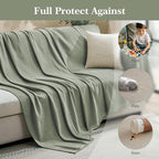 Couch Cover for Dogs Sectional Sofa Covers Washable for 2 Cushion Couch, Chenille Couch Cover Blanket, Sectional Sofa Slipcovers, Multi-Use Furniture Protector for Kids, Pets, 91" X134", Sagegreen