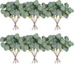 40 Pcs Artificial Eucalyptus Stem, Fake Silver Dollar Eucalyptus Leaves Stems Bulk Real Touch Faux Leaf Branches for DIY Bouquets Floral Arrangement Wedding Home Decor