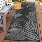 GENIMO Outdoor Rug 2.5' x 8' Waterproof for Patios Clearance, Reversible Outdoor Plastic Straw Camping Rug Carpet, Large Area Rugs Mats for RV, Camper, Deck, Balcony, Porch, Beach, Picnic, Black&Grey