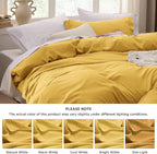 Bedsure Mustard Yellow Duvet Cover Queen Size - 3 Pieces Prewashed Extra Soft Bedding Set, Includes 1 Duvet Cover 90x90 Inches with Zipper Closure & 2 Pillow Shams, Comforter Not Included