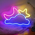 Moon Cloud Star Neon Sign, Large Neon Light for Bedroom, Dimmable Cloud Neon Sign for Living Room, Game Room Wall Decor, Handmade Birthday/Festival Gifts 16.5''x 11 inch