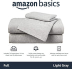 Amazon Basics 4 Piece Bed Sheet Set, 100% Cotton Jersey, Includes Super Soft, Flat and Fitted Sheets, Pillowcase, Full, Light Gray, Solid