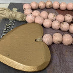 Fenisam 40" Handmade Farmhouse Bead Garland Wood with Tassel, Boho Chic Decorative String Beads Home Décor, Table Tiered Tray Country Wooden Accents (Rose Dawn Gold, Small)