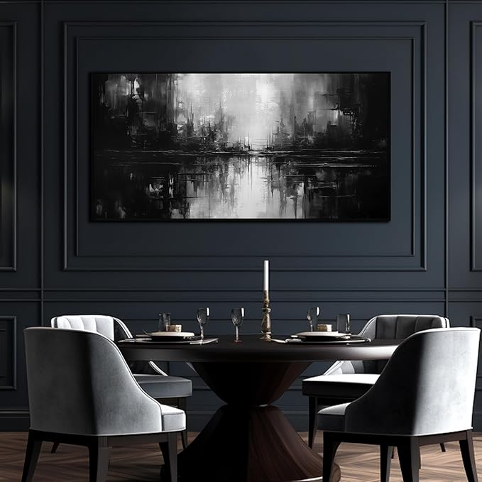 Abstract Painting Canvas Wall Art Living Room Black Wall Decor for Bedrom Home Office Decor Large Picture Frames for Wall 29 x 58 Inch
