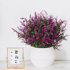 8 Pack Artificial Plants Flowers Grass Shrubs Lavender No Fade Faux Plastic Flowers Outdoor for Farmhouse Garden Porch Patio Indoor Wedding Decoration Greenery Fake Plants uv Resistant