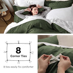 Bedsure Olive Green California King Duvet Cover - Prewashed Cotton-Like Extra Soft Bedding Set, Includes 1 Cal King Duvet Cover 104x98 Inches with Zipper Closure & 2 Pillow Shams, No Comforter