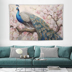Peacock Tapestry Peacock Tapestries Fabric Wall Hanging Aesthetic Space Garden Indoor Outdoor Wall Art Tablecloth Bedspread Decoration for Bedroom Dormitory Living Room Home Decor 60"x90"